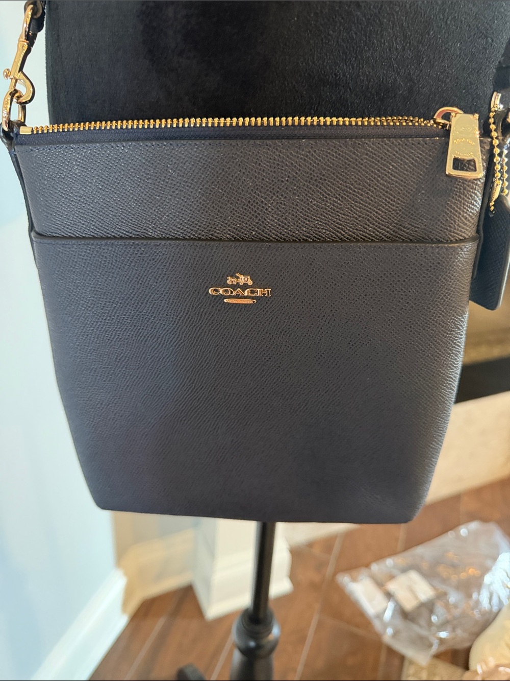 COACH Navy Blue Crossbody Bag with Gold Hardware
